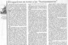 Divagaciones en torno a las "buenasmaneras" Divagaciones en torno a las "buenasmaneras"