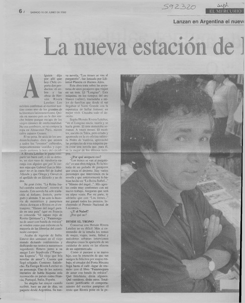 La nueva estación de Hernán Rivera Letelier