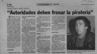 "Autoridades deben frenar la piratería"  [artículo] Pamela Izquierdo Contreras