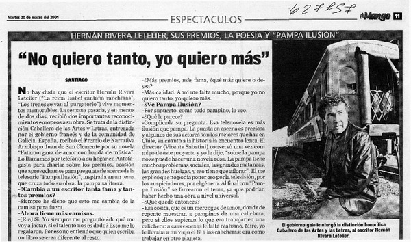 "No quiero tanto, yo quiero más"  [artículo]