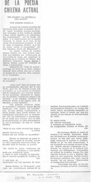 De la poesía chilena actual