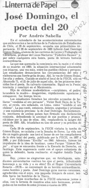 José Domingo, el poeta del 20