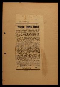 Welcome Gabriela Mistral