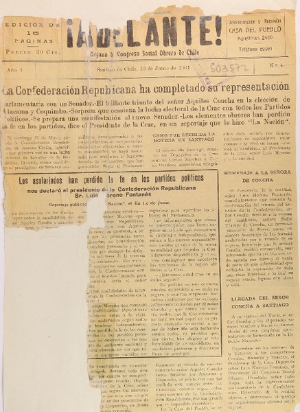 Adelante (Diario : Santiago, Chile : 1931)