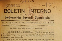 Boletín interno de la Federación Juvenil Comunista.