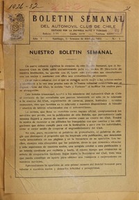 Boletín semanal del automóvil Club de Chile.
