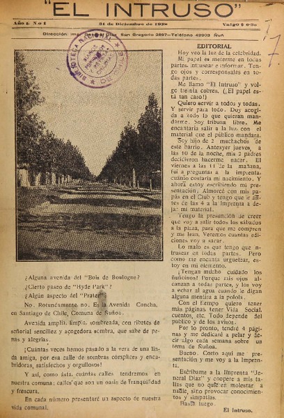 El Intruso (Ñuñoa, Chile : 1938)