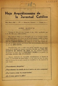 Hoja arquidiocesana de la juventud católica.