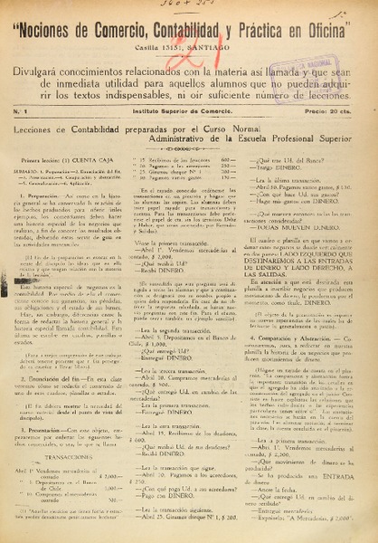 Nociones de Comercio, Contabilidad y Práctica en Oficina.