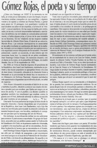 Gómez Rojas, el poeta y su tiempo