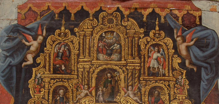 Blas Tupac Amaro. Retrato del Capitán Bernardino Venel (detalle). Cuzco, 1760. Colección de Pintura y Estampas, MHN 3-122 Blas Tupac Amaro. Retrato del Capitán Bernardino Venel (detalle). Cuzco, 1760. Colección de Pintura y Estampas, MHN 3-122