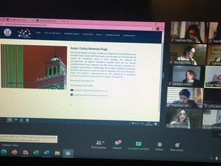 Imagen desde un computador de la inauguración del "Salón de Julio".