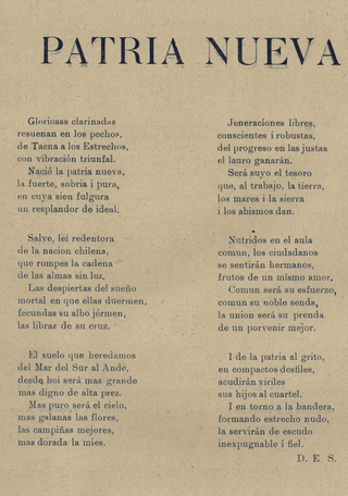 Letra del Himno Patria Nueva por Darío Salas Díaz