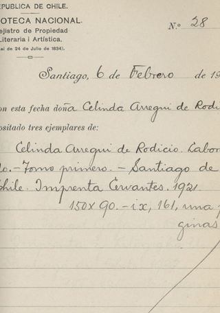 Registro de Propiedad Intelectual de la obra  "Laborando" de Celinda Arregui