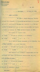 Titus, Arturo (Subinspección de Ferrocarriles Particulares). Al Ministro de Obras Públicas: aumento de tarifas solicitado por la Compañía de Ferrocarriles Salitreros de Tarapacá. Santiago, enero de 1908. 4 páginas. Archivo Nacional. ARNAD, Ministerio de Obras Públicas; v. 2125, fojas Nº 3- Nº 6