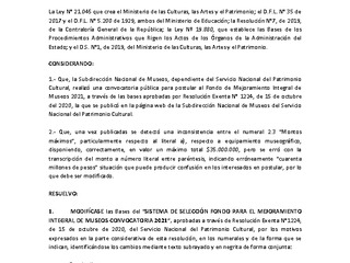 Modifica bases FMIM 2021: monto Equipamiento museográfico