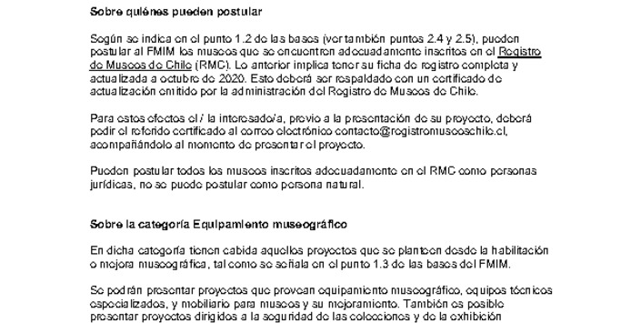 Respuestas a consultas FMIM 2021