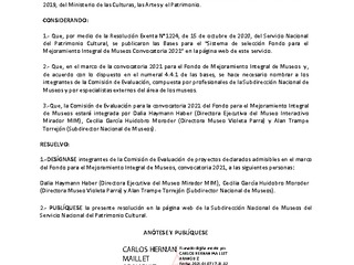 Nombra integrantes comisión evaluadora FMIM 2021