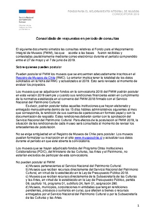 Respuestas a consultas FMIM 2019