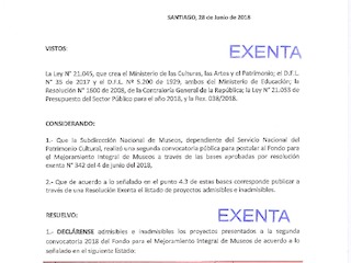 Nómina proyectos admisibles e inadmisibles FMIM segunda convocatoria 2018