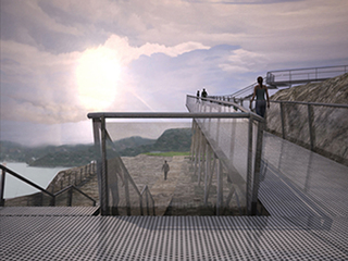 Imagen 3D de pasarelas de vidrio.