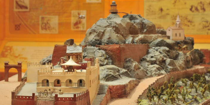 Maqueta del cerro Santa Lucía ya restaurado, en la  época de Intendente de Santiago, Benjamín Vicuña Mackenna
