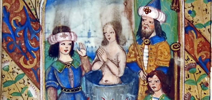 San Juan hervido en aceite al inicio de su Evangelio. Anónimo. Libro de horas. Francia, ca. 1475-1515.