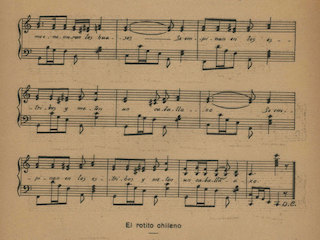 Página 2 de la partitura de Osmán Pérez Freire, "El rotito chileno", que resguarda el DDI.