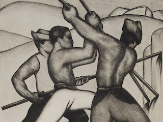 Detalle obra Laura Rodig, Los mineros de Chile. Colección MNBA