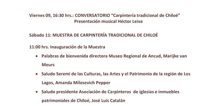 Programa del 7º Encuentro de artes y oficios tradicionales de Chiloé