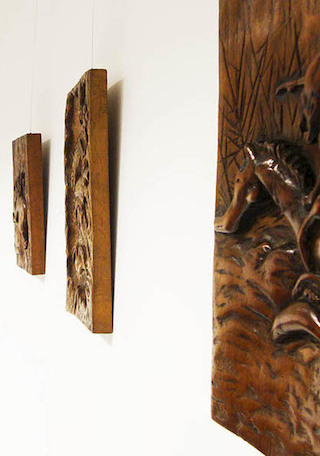 Muestra del montaje de los tallados de madera