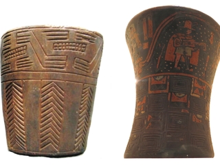Vaso Kero Inca de época prehispánica y de época colonial.