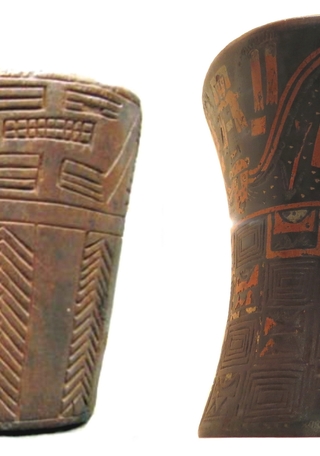 Vaso Kero Inca de época prehispánica y de época colonial.