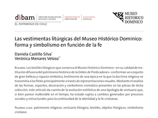 Las vestimentas litúrgicas del Museo Histórico Dominico: forma y simbolismo en función de la fe