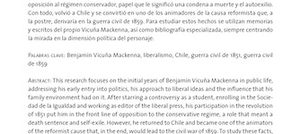 Benjamín Vicuña Mackenna: joven político rebelde en un contexto autoritario (1849-1859)