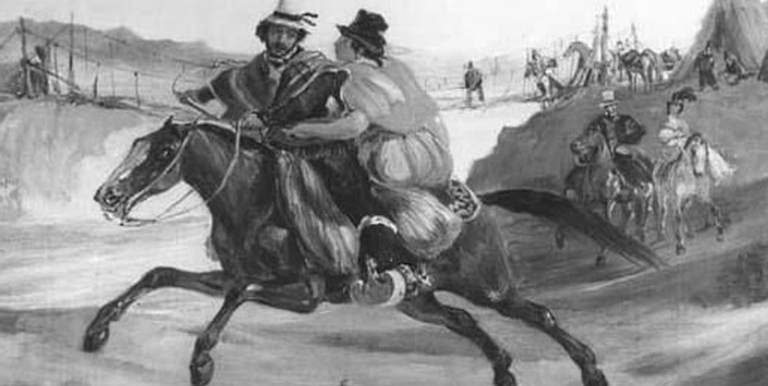 Hombre y mujer cabalgando