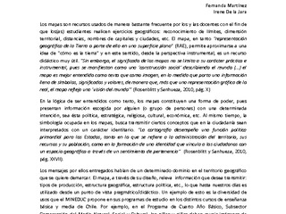De la Jara, Irene y Martínez, Fernanda. Los mapas: textos y contextos. 2012. 5 pp.