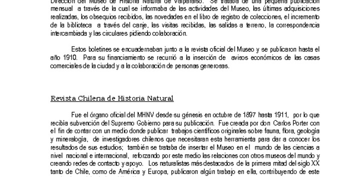 Publicaciones Museo Historia Natural