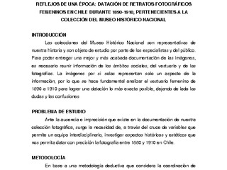 Reflejos de una época: datación de retratos fotográficos femeninos en chile durante 1890-1910