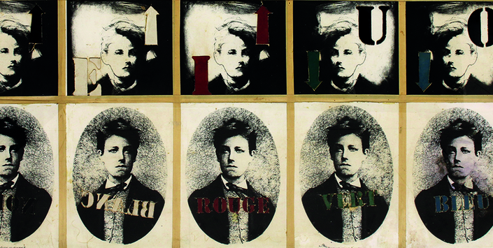 Detalle de obra de Juan Luis Martínez. Las vocales de Rimbaud. Col. MNBA