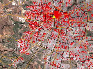 Muestra de distribución de socios de la Biblioteca de Santiago. Cartografía D. Toro