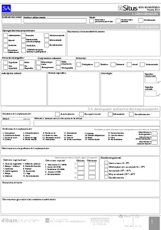 Ficha para registro de Sitios Arqueológicos