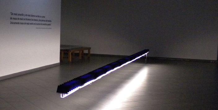 Detalle de obra en sala MNBA Plaza Vespucio