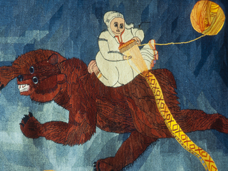 Detalle, La tejedora de cintas, obra de Eva Ek Schaeffer