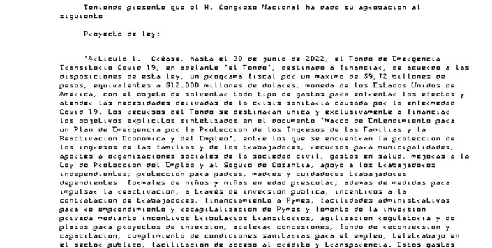 Ley N°21.288 Crea el Fondo de Emergencia Transitorio COVID 19