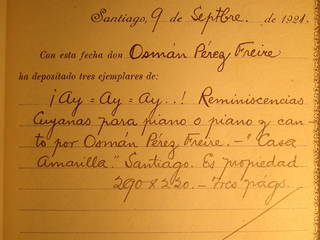 Registro de Propiedad Intelectual de la canción "Ay, ay, ay" de Osmán Pérez Freire