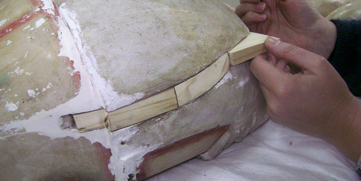 Injerto de cuñas de madera en la cadera