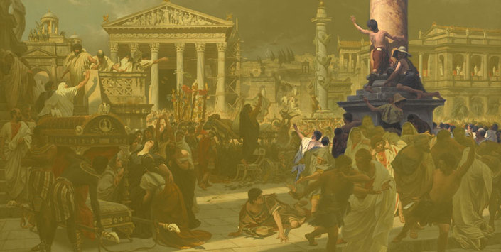 Los funerales de César: segundo plano