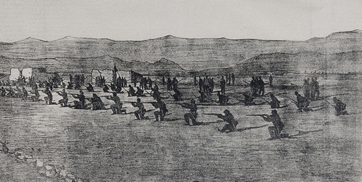 Guerrillas del batallón Valparaíso en el combate de Tacna