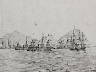 La escuadra chilena bloquea el Callao